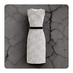 J CREW Sheath TWEED Dress SZ 12 TALL Pre-Owned Sparkle Office Work Party Wool